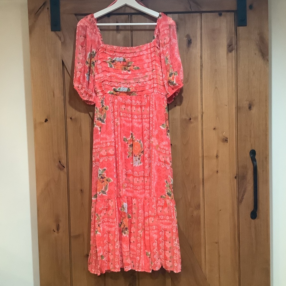 NWT LC Lauren Conrad Pleated Bodice Squareneck Midi Dress M - Picture 4 of 12